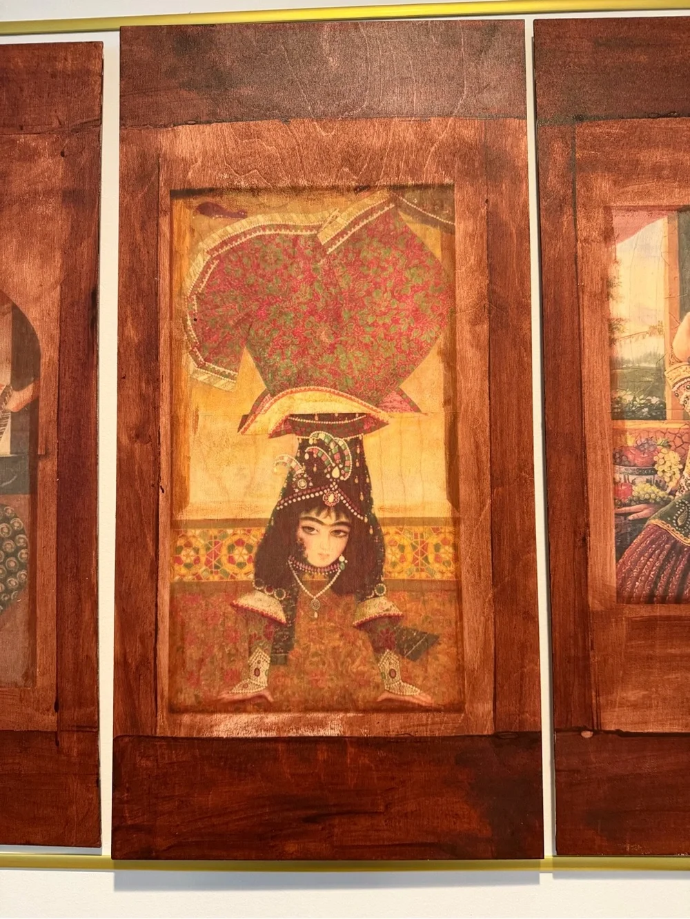 Wooden Vintage-Inspired Persian Qajar Princess Wooden Decorative Wall Art Panel